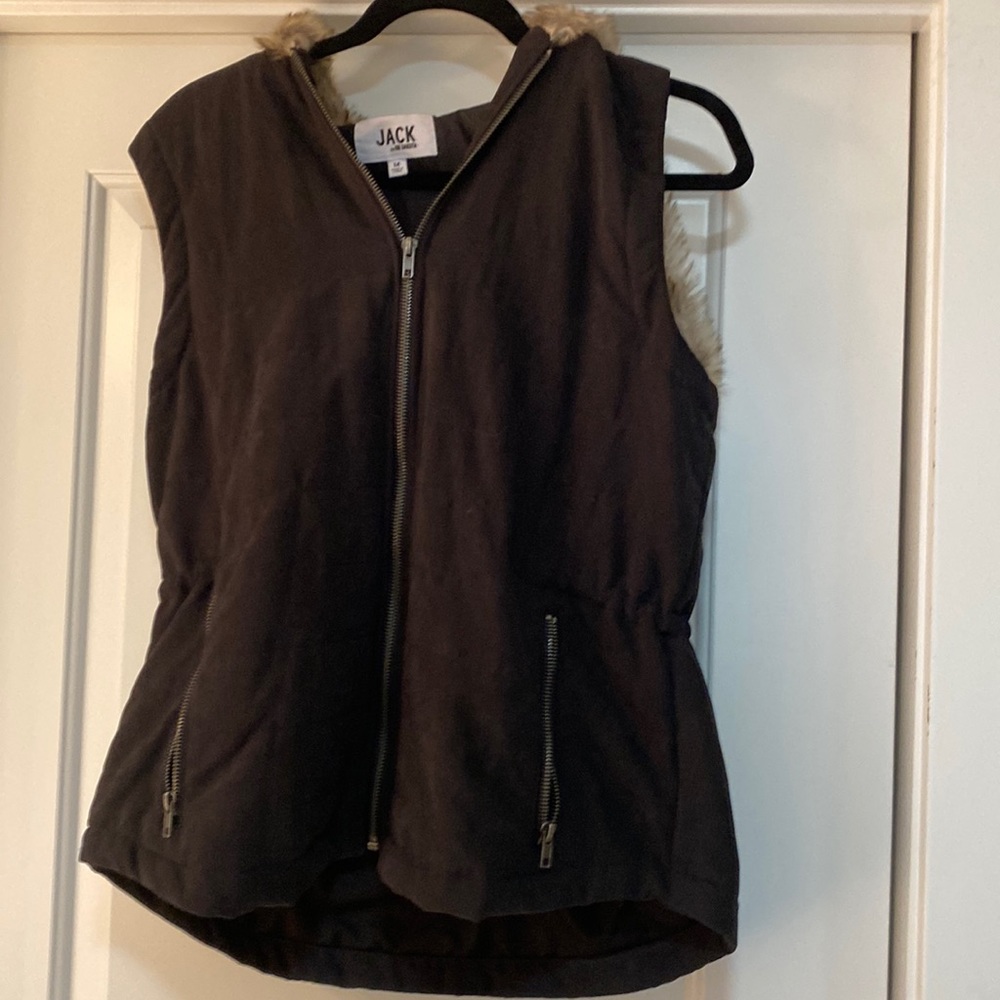 Black vest with faux fur lined hood